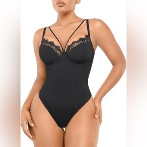SHAPELLX Women's Shapewear Lace Bodysuit Tummy Control Body Suit Waist Sculpting